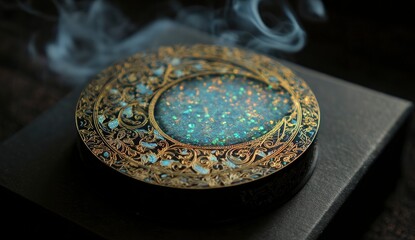 Ornate resin trinket box with glitter