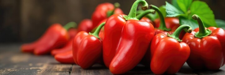 Vibrant red paprika peppers glistening, freshly picked from the garden, ready for cooking or preserving A beautiful display of healthy, organic produce , horticulture, produce, harvest