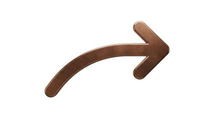 Isolated brown forward curved arrow icon points right, navigation, direction indicator symbol