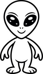 Obraz premium Friendly cartoon alien creature with large eyes and a smile, representing extraterrestrial life and curiosity