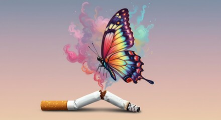 Butterfly freedom from smoking illustration