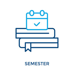Semester Icon Outline Color Style. Vector Illustration For Graphic Design