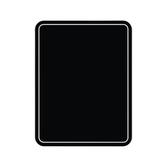 Minimalist black tablet silhouette on white background