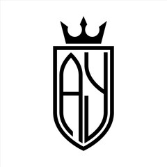 AY Vector logo of initials shield with crown and minimalist, elegant style