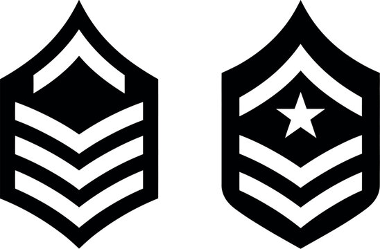 Military rank insignia showing chevrons and a star on a dark background