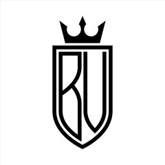 BV Vector logo of initials shield with crown and minimalist, elegant style
