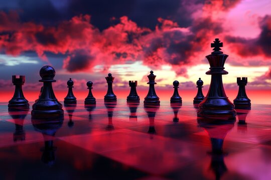 A unique gift for Father's Day is a modern chessboard featuring family-shaped chess pieces on a dramatic, cloud-shrouded board, ideal for dads who love custom chess sets, strategy games, and