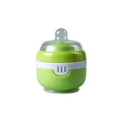 Fototapeta premium Green Baby Food Storage Container with Silicone Nipple Lid