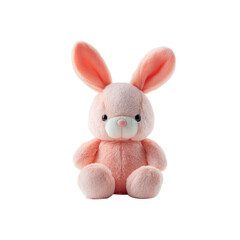 Adorable Peach Plush Bunny Rabbit Toy Isolated on Black Background