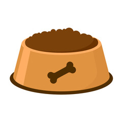 Dog Food Bowl  flat vector illustration logo icon clipart