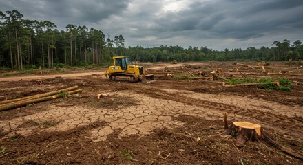  Landscape Deforestation Revealing Bulldozer