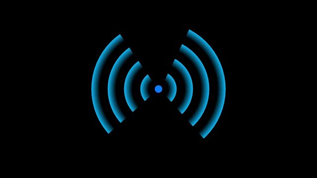 Radio waves background animation and Expanding graphics. Radio waves looping animation on black background.