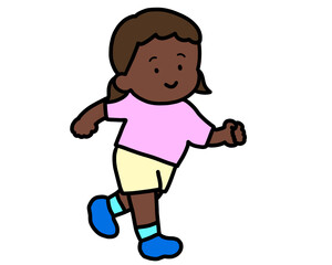 笑顔で走る黒人の女の子