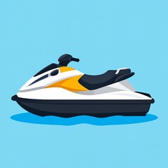 Naklejka premium A sleek, stylized illustration of a jet ski floating on a light blue water surface.
