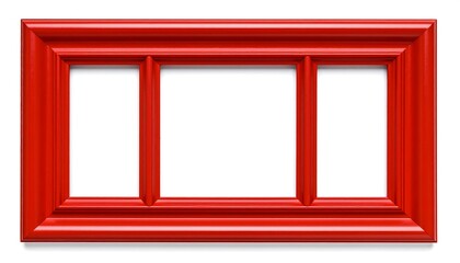 Red picture frame with three sections