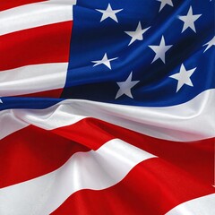 Close-up of an American flag with flowing fabric