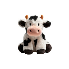 Adorable Plush Cow Toy - Black and White Sitting Cow Soft Toy for Kids