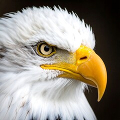 Close-up of an eagle's head.  Sharp focus