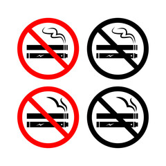 No smoking Not vaping combined symbol. vector icon illustration eps file red and black. prohibition area to smoke.
