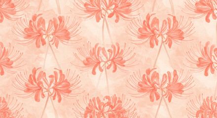 Obraz premium Watercolor seamless pattern featuring delicate orange spider lilies for elegant design elements