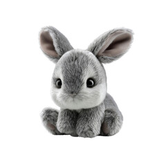 Obraz premium Adorable Gray Plush Bunny Rabbit Toy Isolated on Black Background