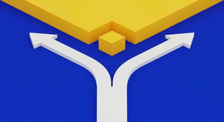 Decision Crossroads: A vivid graphic design symbolizing choices, forks in the road, and strategic direction. Its simplicity, high-impact visual narrative speaks volumes.