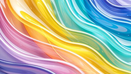 Obraz premium Colorful Glossy Liquid Abstract Wave Pattern with Vibrant Rainbow Flow and Smooth Shiny Gradient Design