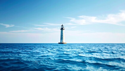 Lighthouse on tranquil ocean