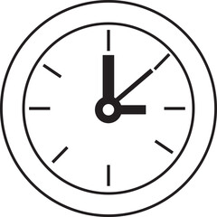 Wall clock illustration showing time three o’clock isolated on white background