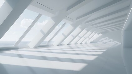 Obraz premium Modern White Architecture Corridor Interior