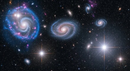 Galaxy Cluster in Deep Space.