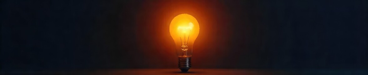 A single light bulb glowing intensely against a dark background, symbolizing a brilliant idea or innovative solution , achievement, inspiration, design