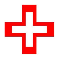 Obraz premium Red plus sign on white background