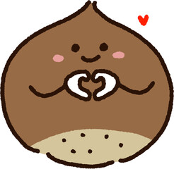 밤 캐릭터 일러스트 귀여운 단풍 가을 먹는밤 밤송이 동글 둥근 감성 디자인 캐릭터 그림 스톡이미지