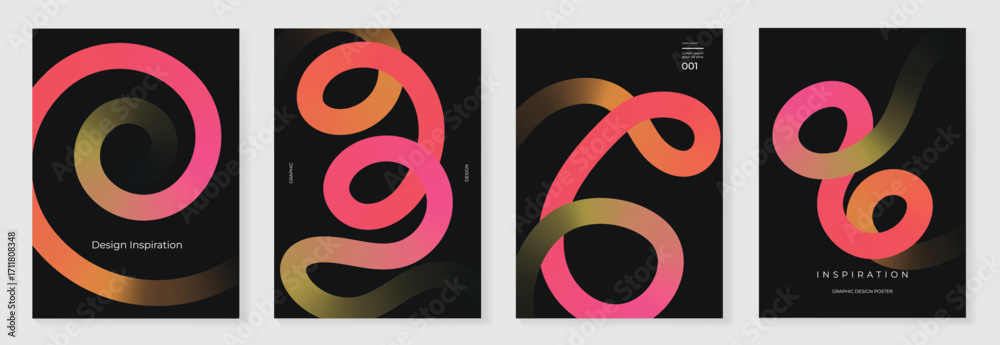 Canvas Prints autumn gradient poster on dark background vector set. minimalist cover template with colorful geomet