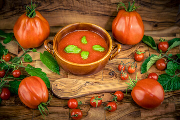 Frische Suppe aus Tomaten Solanum lycopersicum