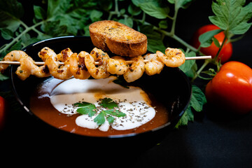 Frische Suppe aus Tomaten Solanum lycopersicum