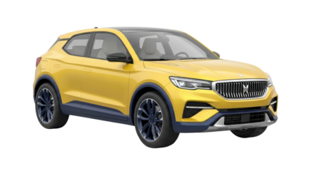 Isolated Yellow SUV car, modern urban crossover, concept design, vehicle for family trips