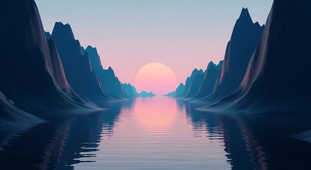 Serene Mountain Valley Sunrise.