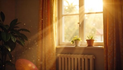 Sunlit Room, Dust Motes Dancing, Joyful Laughter A Bright and Cheerful Scene of Unrestrained Happiness