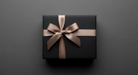 Black Gift Box with Beige Ribbon.