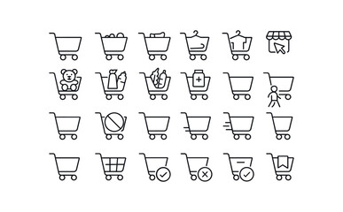 vector outline icons Cart Icon (Types) carticon empty carticon full carticon product carticon food carticon clothing carticon book carticon toy carticon beauty carticon grocery carticon.