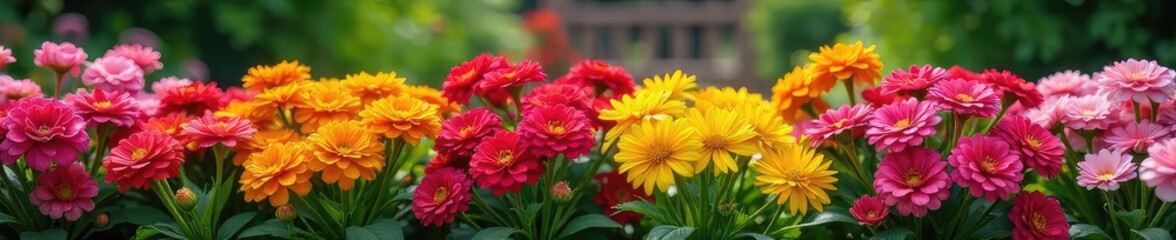Obraz premium Vibrant array of colorful bedding plants in full bloom, ready to add instant curb appeal to any garden or patio Perfect for spring and summer planting , petals, yellow