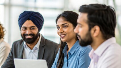 Indian team members engaged in informal meeting — sparking creativity in workplace environment