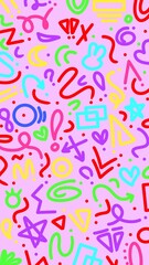 Abstract doodle background. Colorful abstract line doodle. Abstract background design. Hand drawn abstract doodle. Fun whimsical line art