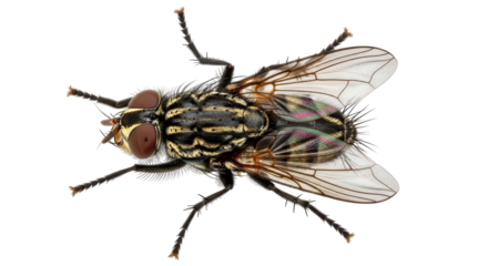 Isolated Fly, Close-up of a Specimen of a House Fly with Detailed Wings, Legs, and Body