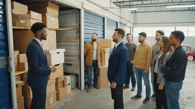 People at a storage auction.