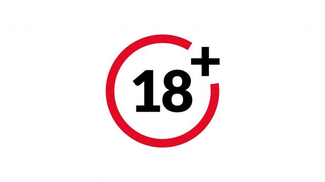 animated Symbol of age restriction 18 suitable for adult content, websites, and products needing age verification in marketing materials.