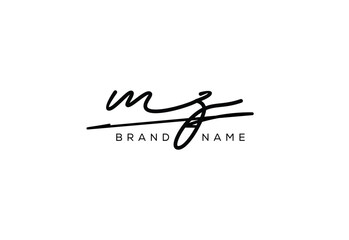 MZ letter elegant cursive beauty handwriting logo.
