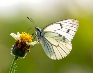 Obraz premium White butterfly on a flower
